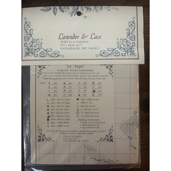 Lavender‎ & Lace Ice Angel Cross Stitch Pattern LL22 NIP - Picture 2 of 2
